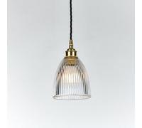 Old School Electric Elongated Prismatic Pendant Light - Polished Brass, Small : 13.5Cm