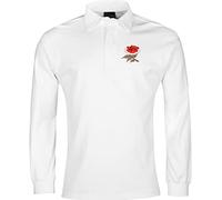 Old School Football England Retro Long Sleeve Rugby Shirt White (M)