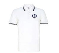 Old School Football Scotland Retro Rugby Iconic Polo Embroidered Logo White/Navy