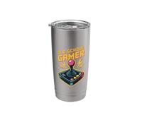 Old School Gamer Retro Arcade Joystick Art Stainless Steel Insulated Tumbler