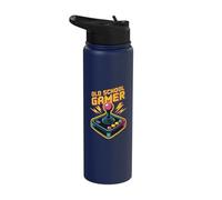 Old School Gamer Retro Arcade Joystick Art Stainless Steel Insulated Water Bottle