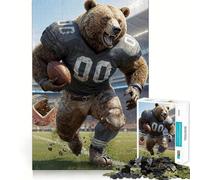 Old School Grizzly Footballer 1000 Pieces Jigsaw Puzzles for Adults Brain Challenge Toy Indoor Play Precise Cut Fine Art Piece (38x52cm)