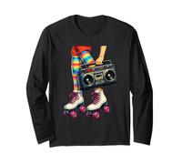 Old School Hip Hop Roller Skates Boombox Fun Times Throwback Long Sleeve T-Shirt