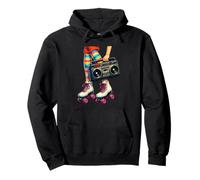 Old School Hip Hop Roller Skates Boombox Fun Times Throwback Pullover Hoodie