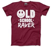 Old School Raver - Mens Unisex T-Shirt - Old School Raver T-Shirt 80`s 90`s Acid House Raving DJ Music Retro Dance 3XL Maroon