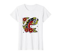 Old School Tattoo American Traditional Flash Tattooed Snake Value Graphic T-Shirt, Women, White, S