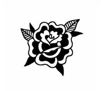 Old School Tattoo Rose Decal - - Die Cut Vinyl Decal for Cars, Trucks, Motorcycles, Vans, Laptops, ToolBoxes, Windows, Mobiles, etc (Black, 6x6)
