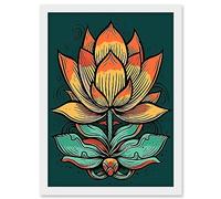 Old School USA Tattoo Ink Body Art Lotus Flower Rockabilly Americana 50s Artwork Framed A3 Wall Art Print