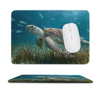Old Sea Turtle Mouse Pad with Stitched Edges 7.9"x9.4" | Non Slip Fashion Mouse Mat Portable Design for Desktop Laptop