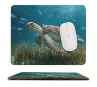 Old Sea Turtle Mouse Pad with Stitched Edges 9.8"x11.8" | Non Slip Fashion Mouse Mat Portable Design for Desktop Laptop
