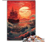 Old Ship in The Ocean Puzzles for Teenagers 1000 Pieces, Family Activity with Matching Poster And Trivia Sheet for Age 14+ (50x75cm)
