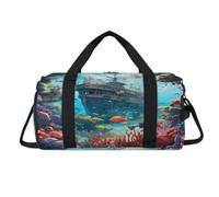 Old Ship Underwater World Sport Duffel Bag with Shoes Compartment Overnight Weekender Bags Travel Gym Luggage Organizer for Women Men Kids Girls Boys