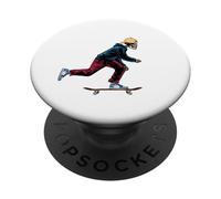 Old skater is having fun skateboarding PopSockets Adhesive PopGrip
