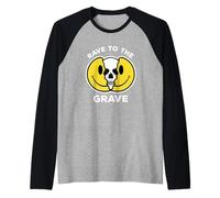 Old Skool Raver, Rave To The Grave, Raving Face Raglan Baseball Tee