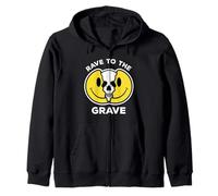 Old Skool Raver, Rave To The Grave, Raving Face Zip Hoodie