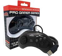 Old Skool USB Controller 6-Button Arcade Pad Compatible with Sega Genesis Mini, PS3, PC, Mac, Steam, Nintendo Switch - USB Port (Black)