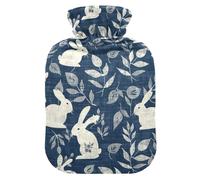 Old Slow Style Bunny Denim Dark Blue hot Water Bottles with Soft Cover, 1L hot compresses for The Body for Menstrual Cramps,Hot and Cold Therapies,bolsas para agua Caliente