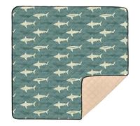 Old Slow Style Shark Green Large Sturdy Baby Playmat for Floor Non-Toxic Tummy Time & Crawling Mat for Babies Infants Toddlers, 50'' x 50''