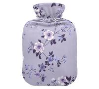 Old Slow Style Violet Vanilla Floral Water Bottle for hot Water with Soft Cover, 1L Warm Compress for Neck and Shoulder Pain Relief