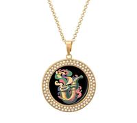 Old Smoking Pipe Women's Necklaces Round Crystal Pendant Jewelry Party Wedding