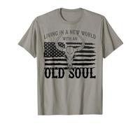 Old Soul New World, American Flag, Patriotic, Skull Country T-Shirt