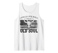 Old Soul New World, American Flag, Patriotic, Skull Country Tank Top
