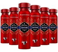 Old Spice Captain Deodorant Body Spray For Men 150 ml, 48H Fresh, 0 Percent Aluminium Salts, Anti-White Marks and Yellow Stains x6