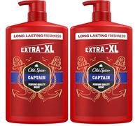 Old Spice Captain Men’s Shower Gel & Shampoo 1000ml, Multi-Use 3-in-1 Body-Hair-Face Wash, Long Lasting Freshness, Perfume Quality Scent, Deep Cleansing, VALUE PACK (Pack of 2)