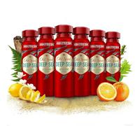 Old Spice Deep Sea Deodorant Body Spray For Men 150 ml, 48H Fresh, 0 Percent Aluminium Salts, Anti-White Marks and Yellow Stains x6