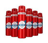 Old Spice Whitewater Men’s Deodorant Body Spray 150ml x 6, 24/7 Fressshhh With Daily Use, Long Lasting Perfume Quality Scent, Odour Protection, 0% Aluminium Salts, Invisible On Black & White