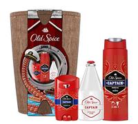 Old Spice Wooden Barrel Father’s Day Gifts for Men With Captain Aluminium Free Deodorant Stick, Shower Gel And Aftershave Lotion