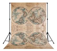 Old Stained World Map Print Backdrop For Photoshoot, Photo Backdrop Background Curtain For Photography Portraits(No Stand)