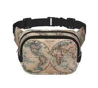 Old Stained World Map Print Stylish and Practical Waist Bag,Adjustable,Perfect for Travel,and Outdoor Activities