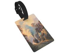 Old Steam Train Country Cottages Sunset Luggage Tags Name Id Label Suitcase Tags, Ideal for Travel Cruise Backpacks Bag