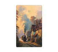 Old Steam Train Country Cottages Sunset Single Toggle Blank Wall Plate Light Switch Cover Decorative 1 Gang for Kitchen Room Bathroom Size 11.4x7cm