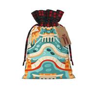 Old street buildings Printed holiday drawstring bag 8.3x11.8 inch Christmas party decoration gift bag