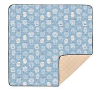 Old Style Cartoon Faces Baby Blue Cute Foldable Baby Gym & Activity Mat for Floor Non-Toxic Travel Play Mat for Babies Infants Toddlers, 50'' x 50''