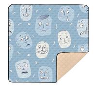 Old Style Cartoon Faces Baby Blue Large Stylish Baby Gym Play mat for Floor One-Piece Foldable Padded Play Mat for Baby Kids Toddlers Infants, 50'' x 50''para juegos de