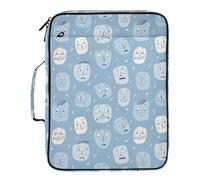 Old Style Cartoon Faces Baby Blue Wide File Folders 7 Pockets A4 Letter Size with Zipper Closure for Paperwork According File Organizer carpeta de