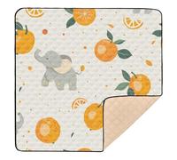 Old Style Elephant Tangerine Colorful Soft Thick Foldable Baby Play mat for Indoor Outdoor Lightweight Foldable Travel Play Mat for Babies Infants Toddlers, 50'' x 50''alfombrilla de actividad