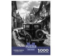Old Style Sedan Jigsaw Puzzles 1000 Pieces Challenge Toy for Adults,Cobblestone Street Impossible Jigsaw Puzzles 1000 Pieces Educational Game Home Decoration 70x50cm/1000pcs