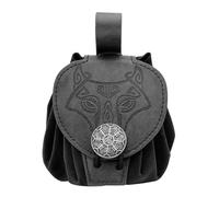 Old Styles Belt Bag For Women Man Medieval Wallets Small Cube Bag PU Leather Waist Bag Side Pack Embossed Coin Bag, Black Color-Type A