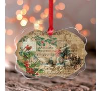 Old Time Santa Christmas Ornaments Classical Piano Music Score Butterfly Christmas Tree Ornament Keepsake Antique Elf Santa Claus Acrylic Christmas Bauble for Holiday Christmas Tree Party Decorations