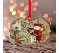 Old Time Santa Christmas Ornaments Santa Claus Deer Reindeer Xmas Ornament Keepsake Festive Holidays Home Decor Unique Clear Butterfly Acrylic Ornament Pendant for Neighbor Friends