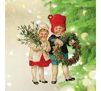 Old Time Santa Christmas Ornaments Santa's Story Time Christmas Tree Ornament Keepsake Festive Holidays Home Decor Elegant Clear Round Acrylic Ornament Pendant Gift for Him Her