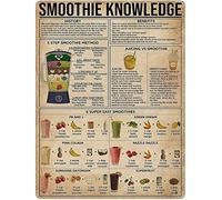 Old Tin Plaque Vintage Smoothie Knowledge Metal Signage 6 Super Easy Smoothies Bar Living Room Wall Art Deco Funny Gift 8"x12"
