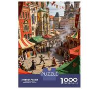 Old Town 1000 Piece Jigsaw Puzzle Prague Old Town Cardboard Puzzle Adult Puzzles Educational Puzzle Family Games Night Christmas Puzzles 52x38cm/1000pcs