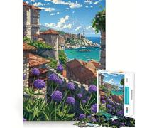 Old Town by The Sea 1000 Piece Jigsaw Puzzles for Teenagers Jigsaw Smart Game Warm Time Image Assembly Lovely Gift (38x52cm)
