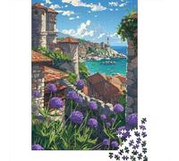 Old Town by The Sea Travel Puzzle 1000 Pieces, Romantic City Break Scene, Interlocking Paper Pieces, Family Night Game for Home Décor Fans, 38x26cm/1000pcs