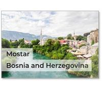 Old Town of Mostar and Neretva River from The Old Bridge (Stari Most), Bosnia and Herzegovina., Design 1, Fridge Magnet